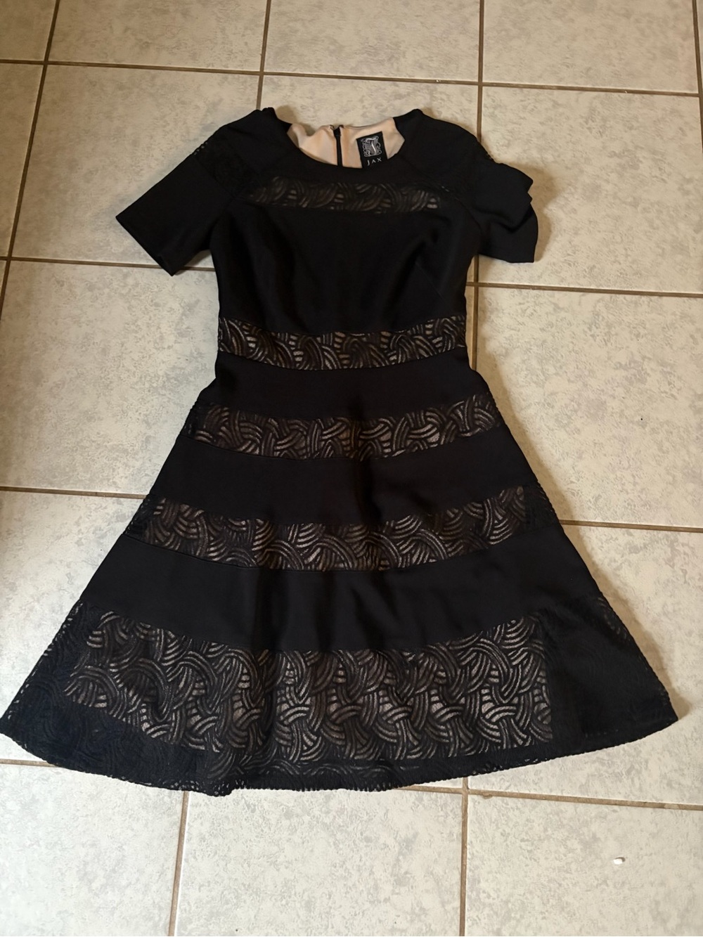 Jax Black Lace-Inset Midi Fit & Flare Dress